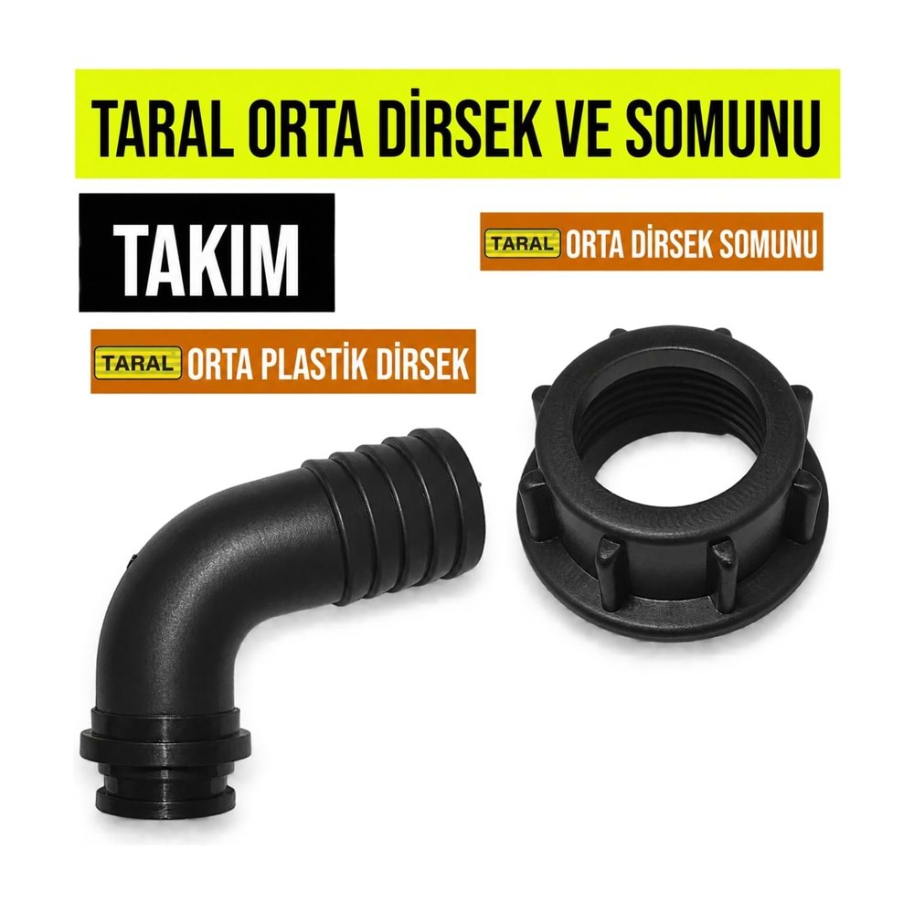 Pompa Dirsek ve Somun Takımı – Orta / Plastik (Taral Uyumlu)