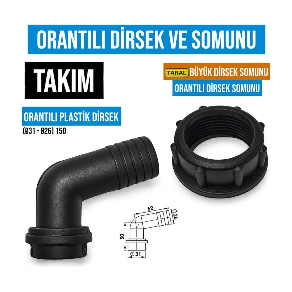 Pompa Dirsek ve Somun Takımı – Orantılı / Plastik