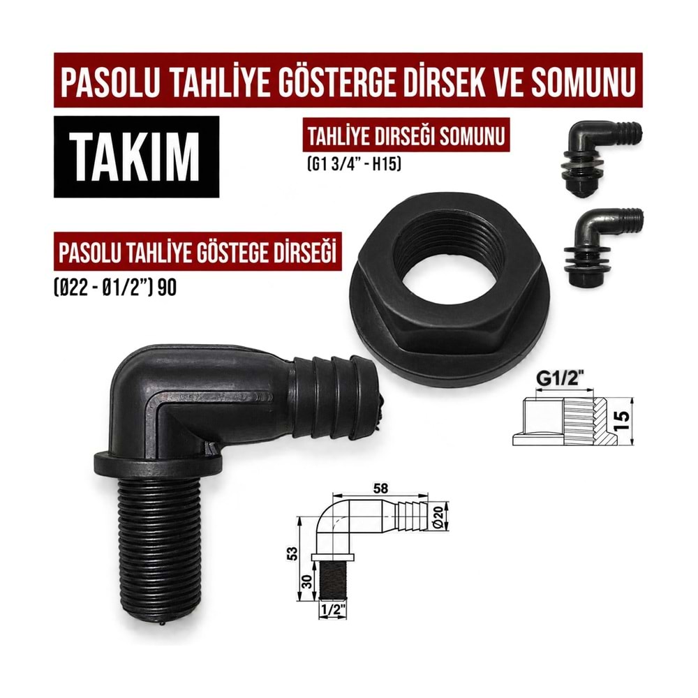 Tahliye Gösterge Dirsek ve Somunu Takımı – Pasolu / Ceyhan