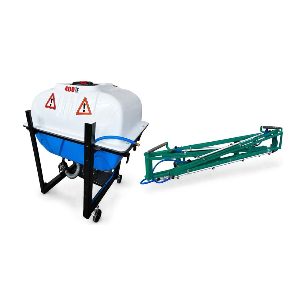 Tarla İlaçlama Makinesi – 400 L / Polyester Depo / 10 m Kollu / Asılır Tip