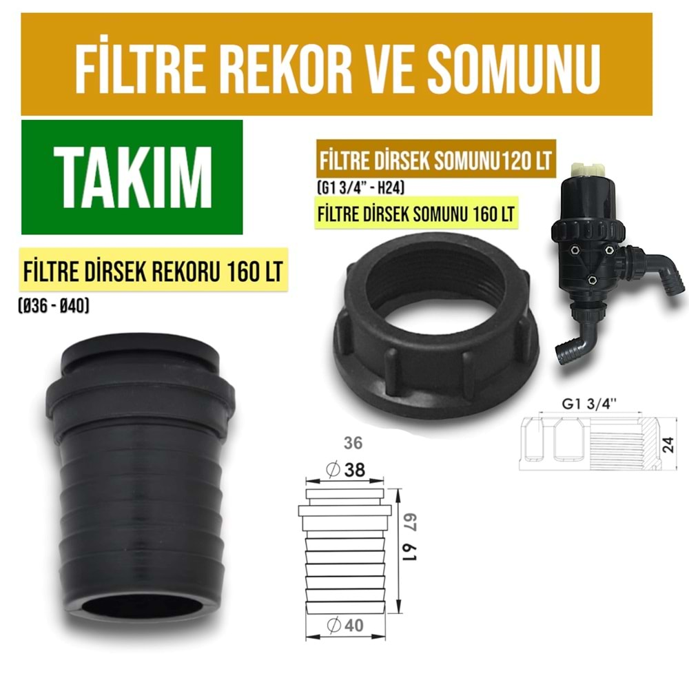 FİLTRE REKOR VE SOMUNU TAKIM 160 LT