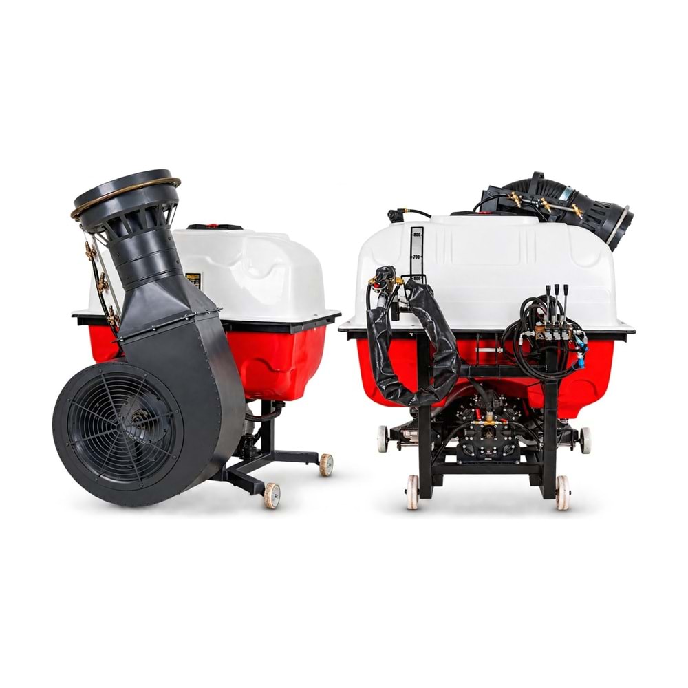 Turbo Atomizer İlaçlama Makinesi – 600 L / Bacalı / Robotik 3 Yönlü / Asılır Tip