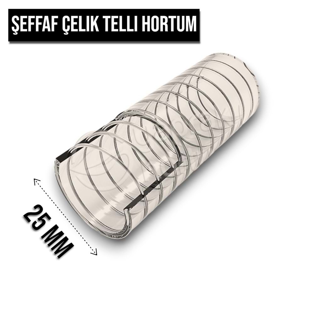 HORTUM ŞEFFAF TELLİ 25 MM ( 2 METRE )