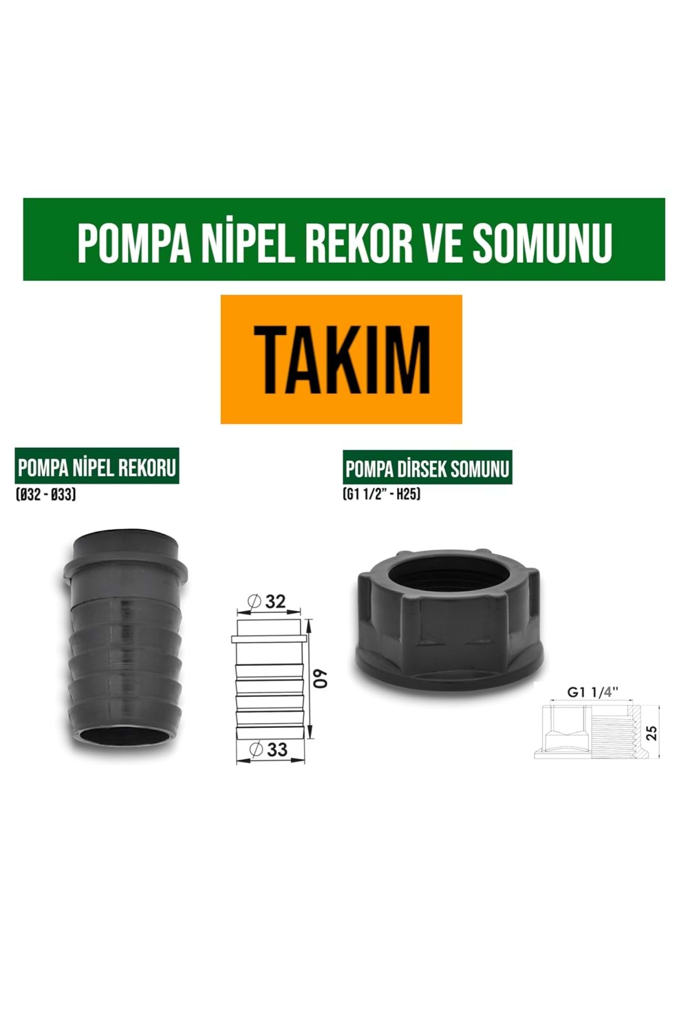 POMPA DÜZ DİRSEK TAKIMI