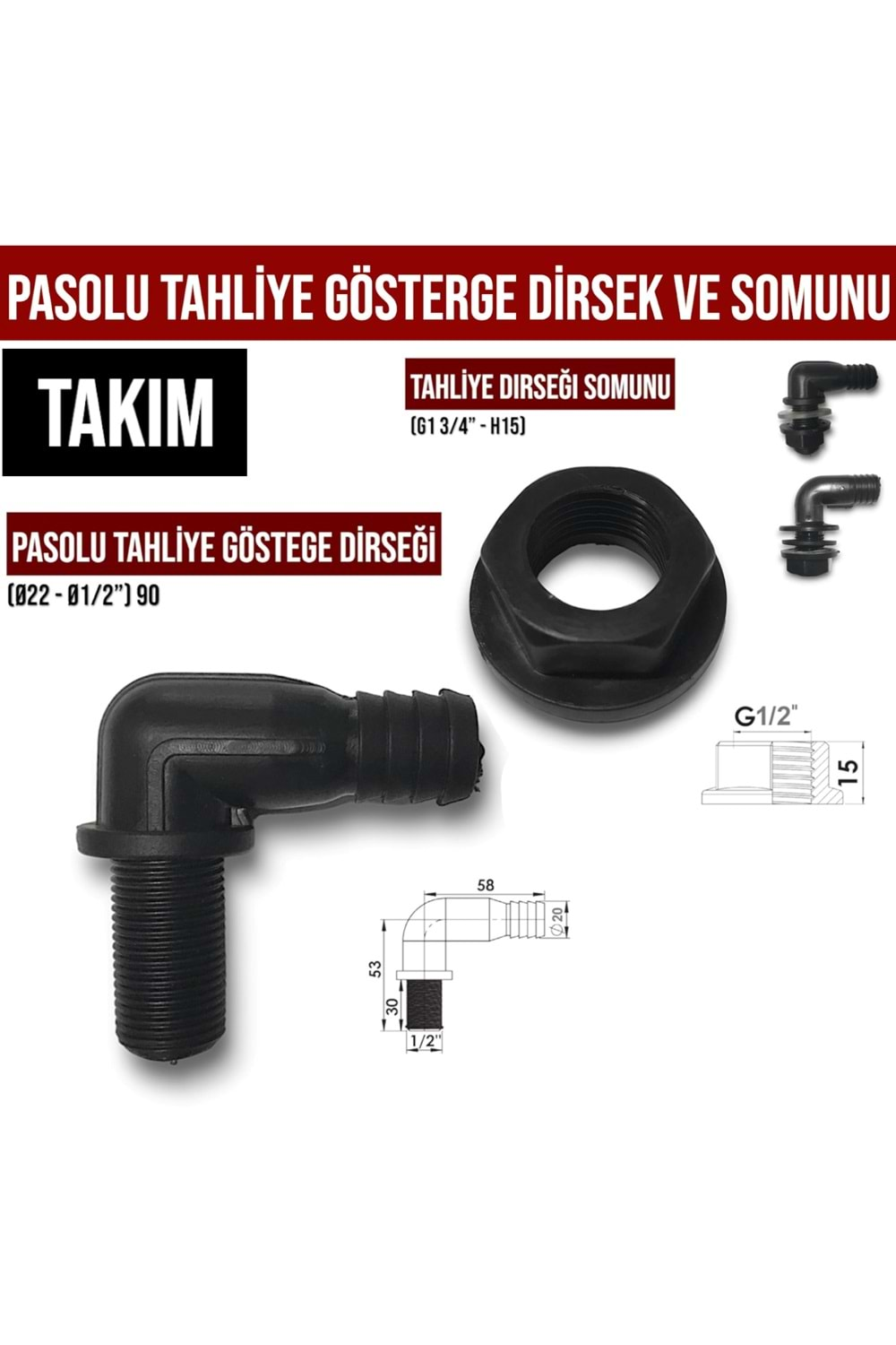 PASOLU TAHLİYE GÖSTERGE DİRSEK VE SOMUNU TAKIM CEYHAN