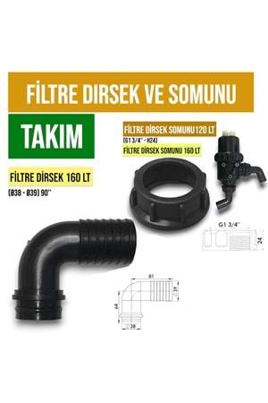 FİLTRE DİRSEK VE SOMUNU TAKIM 160 LT