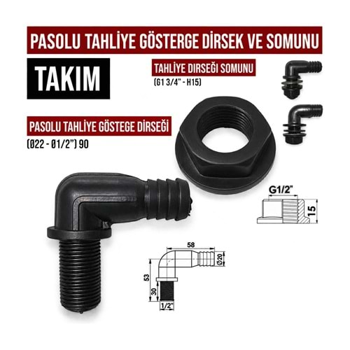 Tahliye Gösterge Dirsek ve Somunu Takımı – Pasolu / Ceyhan