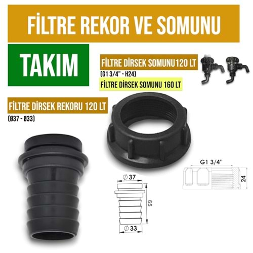 FİLTRE REKOR VE SOMUNU TAKIM 120 LT