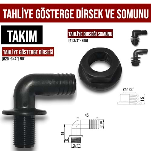 TAHLİYE GÖSTERGE DİRSEK VE SOMUNU TAKIM