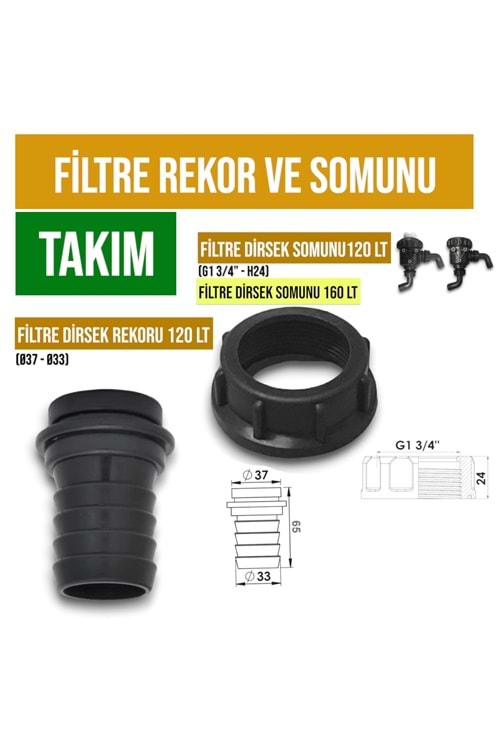 FİLTRE REKOR VE SOMUNU TAKIM 120 LT