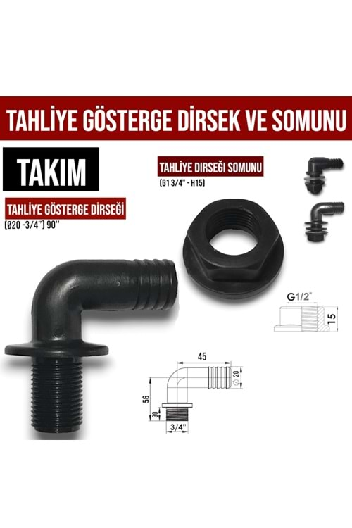 TAHLİYE GÖSTERGE DİRSEK VE SOMUNU TAKIM